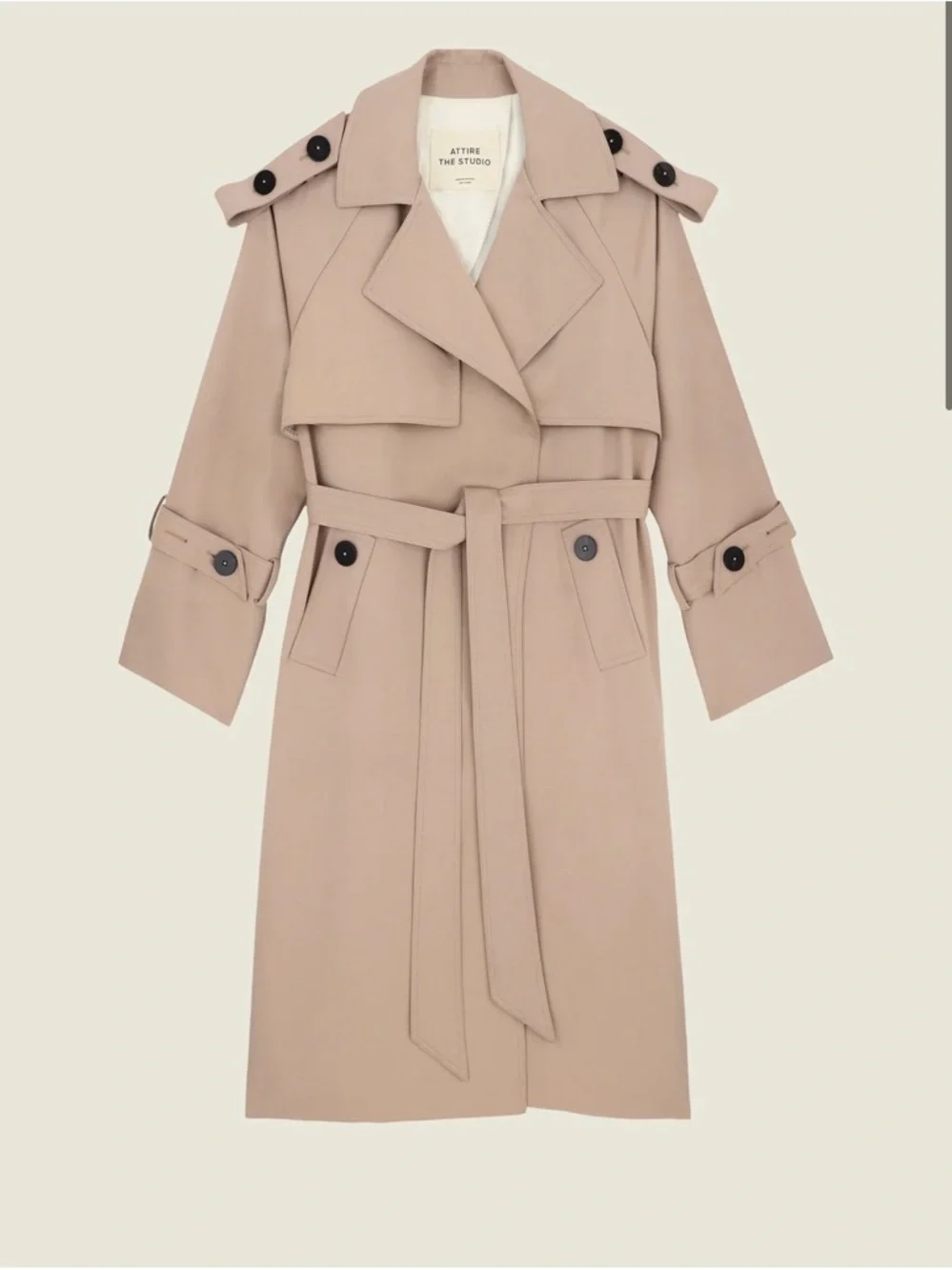 Attire The Studio 100% wool outer, silk lined sleeve open trench coat sz xs - Picture 9 of 14